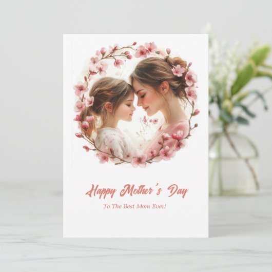 Moderne Waterverf lieve moeder en dochter Feestdagenkaart (Staand voorkant)