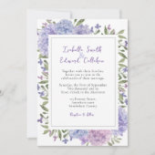 Moderne Waterverf Lila Blue Hydrangeas Wedding Kaart (Voorkant)