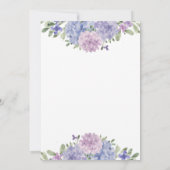 Moderne Waterverf Lila Blue Hydrangeas Wedding Kaart (Achterkant)