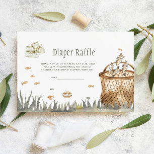 Moderne Waterverf Little Fisherman Diaper Raffle Informatiekaartje