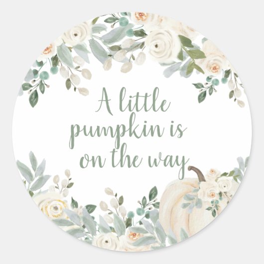 Moderne Waterverf Little Pumpkin-Baby shower Ronde Sticker (Voorkant)