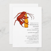 Moderne Waterverf Lobster Seafood Rehearsal Dinner Kaart (Voorkant / Achterkant)
