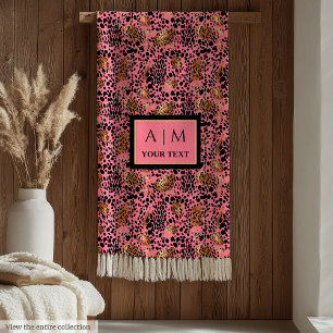 Moderne waterverf luipaardschil magenta gooien fleece deken