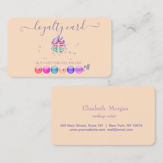 Moderne Waterverf Macarons Loyalty Kaart (Voorkant / Achterkant)