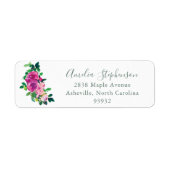 Moderne Waterverf Magenta Floral retouradres Etiket (Voorkant)