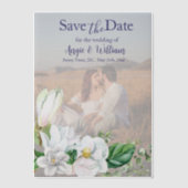 Moderne Waterverf Magnolia Bewaar de datum Vellum Uitnodigingen (Voorkant)