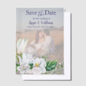 Moderne Waterverf Magnolia Bewaar de datum Vellum Uitnodigingen (Offset)