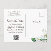 Moderne Waterverf Magnolia Bewaar de datumfoto Briefkaart (Achterkant)