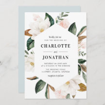 Moderne waterverf Magnolia Bloemen lijst bruiloft