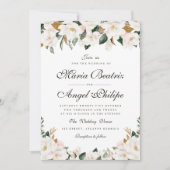 Moderne waterverf magnolia bloemenbruiloft kaart (Voorkant)