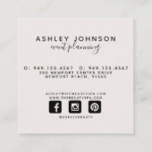 Moderne Waterverf Magnolia Blush en Black Script Vierkante Visitekaartje (Achterkant)