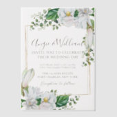 Moderne Waterverf Magnolia bruiloft Vellum Uitnodigingen (Voorkant)