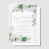 Moderne Waterverf Magnolia bruiloft Vellum Uitnodigingen (Offset)