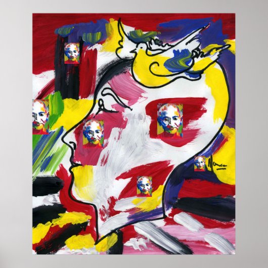 Moderne Waterverf Mahatma Gandhi Profiel Poster (Voorkant)