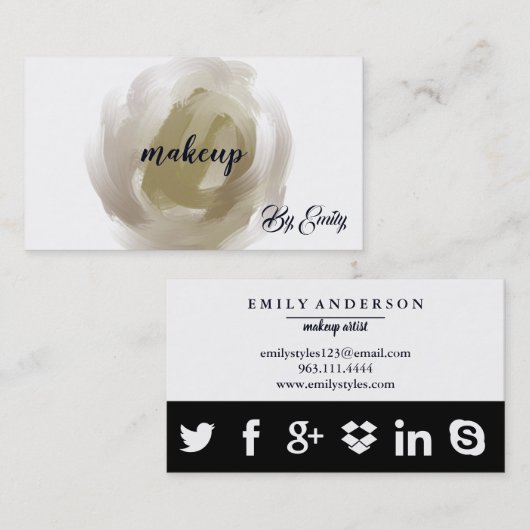 Moderne Waterverf Makeup Artist Visitekaartje (Voorkant / Achterkant)