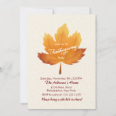 Moderne Waterverf Maple Thanksgiving Partij Invi Kaart (Voorkant)