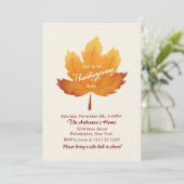 Moderne Waterverf Maple Thanksgiving Partij Invi Kaart (Staand voorkant)
