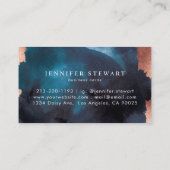 Moderne Waterverf marineblauw Roos goud Visitekaartje (Achterkant)