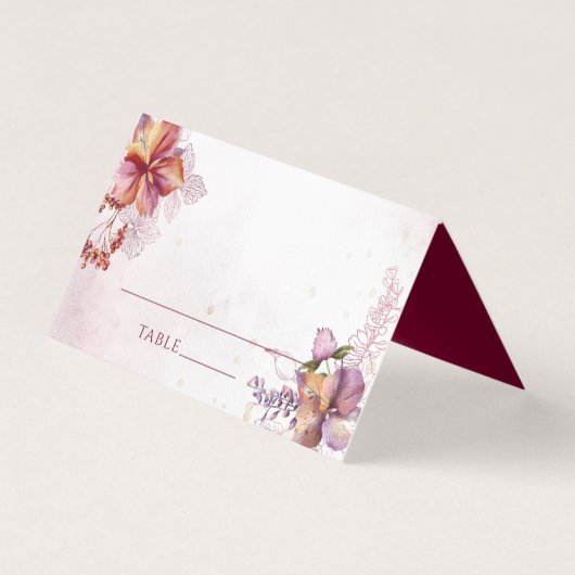 Moderne Waterverf Marsala Herfst Bouquet Wedding Kaart (Voorkant)