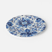 Moderne Waterverf mediterrane blauwe Tegels Papieren Bordje (Gekanteld)