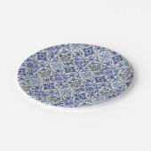 Moderne Waterverf mediterrane blauwe Tegels Papieren Bordje (Gekanteld)