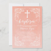 Moderne Waterverf meisjes Baptism Christening Cros Kaart (Voorkant)