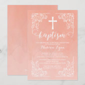 Moderne Waterverf meisjes Baptism Christening Cros Kaart (Voorkant / Achterkant)