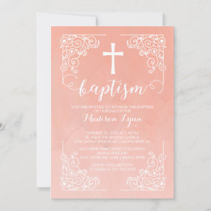 Moderne Waterverf meisjes Baptism Christening Cros Kaart