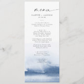 Moderne Waterverf | Menu Blauw huwelijk (Voorkant)