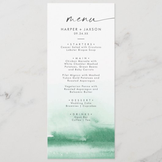 Moderne Waterverf | Menu Groen weddenschap (Voorkant)