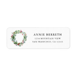 Moderne Waterverf met Evergreen Berries Holiday Etiket