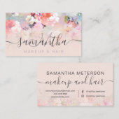 Moderne waterverf met florale bloem visitekaartje (Voorkant / Achterkant)