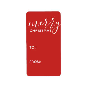 Moderne Waterverf met prettige kerstmis Rood Label