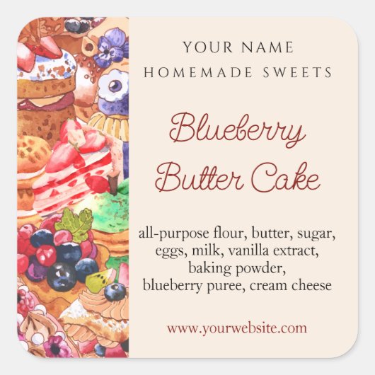 Moderne Waterverf met uitgelekte goedereningrediën Vierkante Sticker (Voorkant)