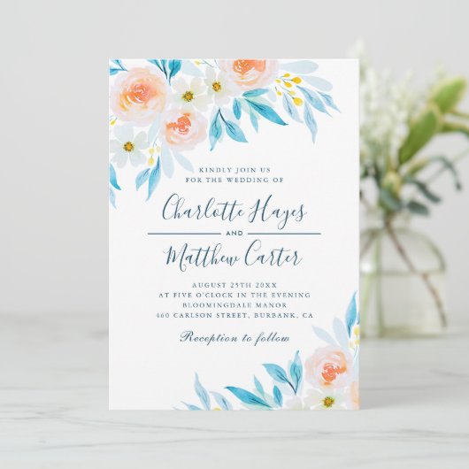 Moderne Waterverf met witte en blauwe rand Kaart (Staand voorkant)