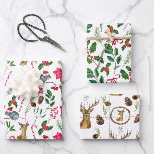 Moderne Waterverf met witte kerststaart Inpakpapier Vel