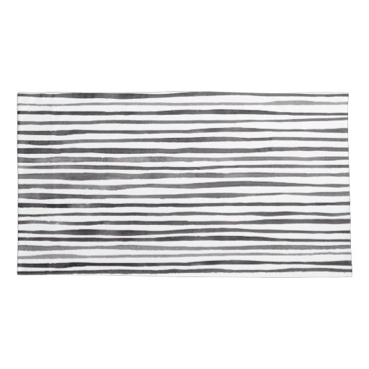 Moderne Waterverf met zwarte en witte strepen Kussensloop (Achterkant)