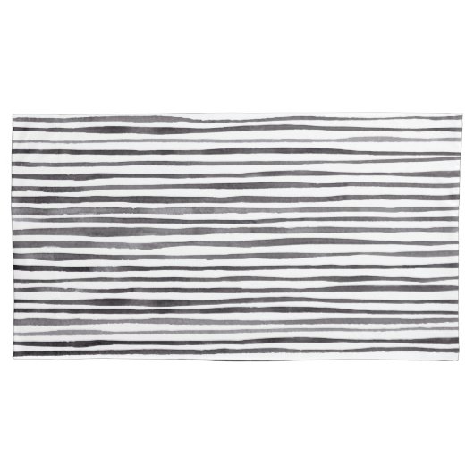 Moderne Waterverf met zwarte en witte strepen   Kussensloop (Voorkant)