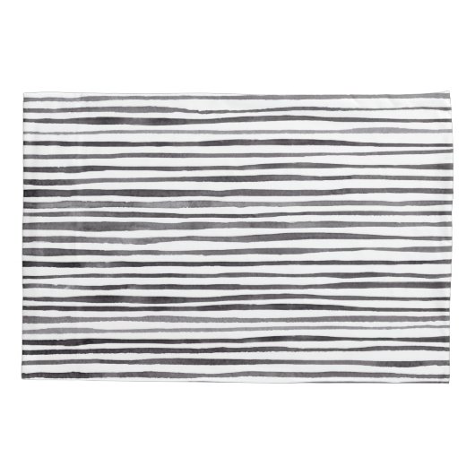 Moderne Waterverf met zwarte en witte strepen Kussensloop (Achterkant)