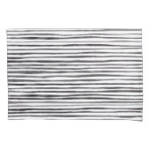 Moderne Waterverf met zwarte en witte strepen Kussensloop (Voorkant)