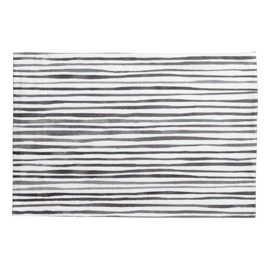 Moderne Waterverf met zwarte en witte strepen   Kussensloop (Achterkant)