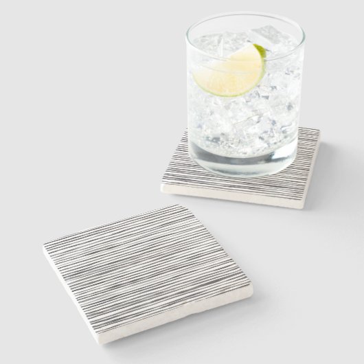 Moderne Waterverf met zwarte en witte strepen   Stenen Onderzetter (Zijkant)