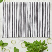 Moderne Waterverf met zwarte en witte strepen    Theedoek (Gevouwen)