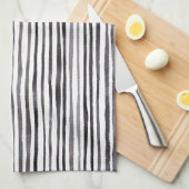 Moderne Waterverf met zwarte en witte strepen    Theedoek (Quarter Fold)