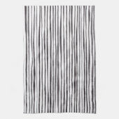 Moderne Waterverf met zwarte en witte strepen    Theedoek (Verticaal)