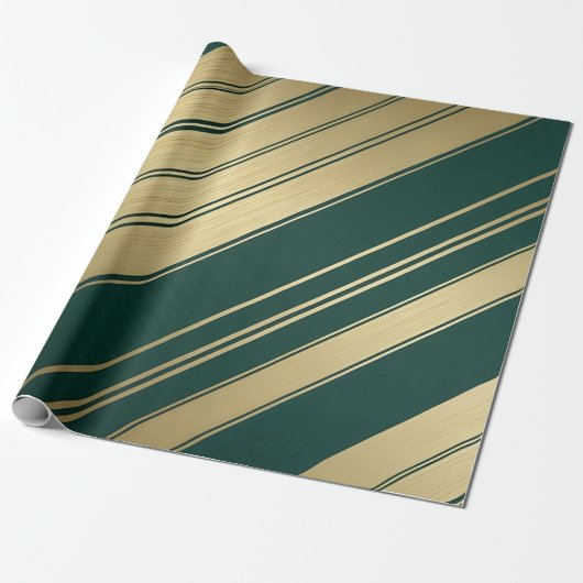 Moderne waterverf metallic goudgroen cadeaupapier (Uitgerold)