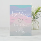 Moderne Waterverf minimalistisch blauw huwelijk Kaart (Staand voorkant)