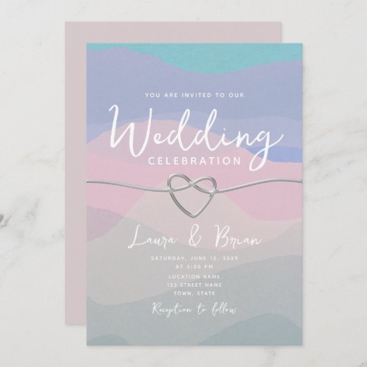 Moderne Waterverf minimalistisch blauw huwelijk Kaart (Voorkant / Achterkant)