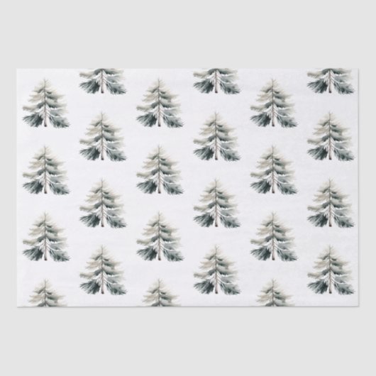 Moderne Waterverf minimalistische kerst Tissuepapier (Voorkant)