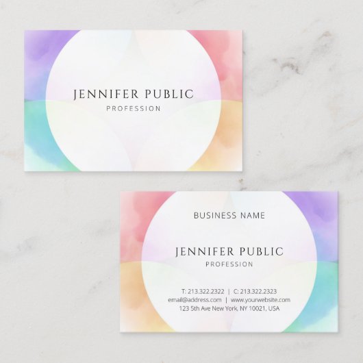 Moderne Waterverf minimalistische professionele le Visitekaartje (Voorkant / Achterkant)